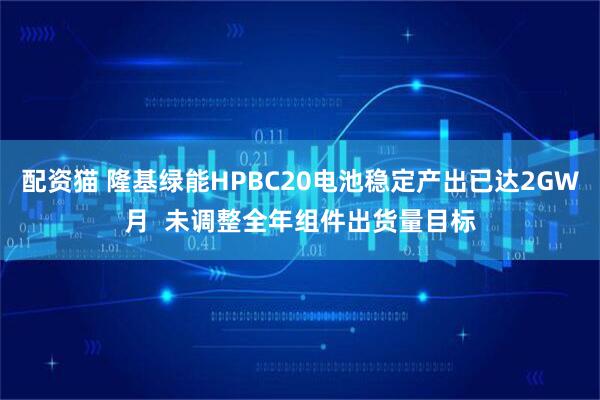 配资猫 隆基绿能HPBC20电池稳定产出已达2GW月  未调整全年组件出货量目标